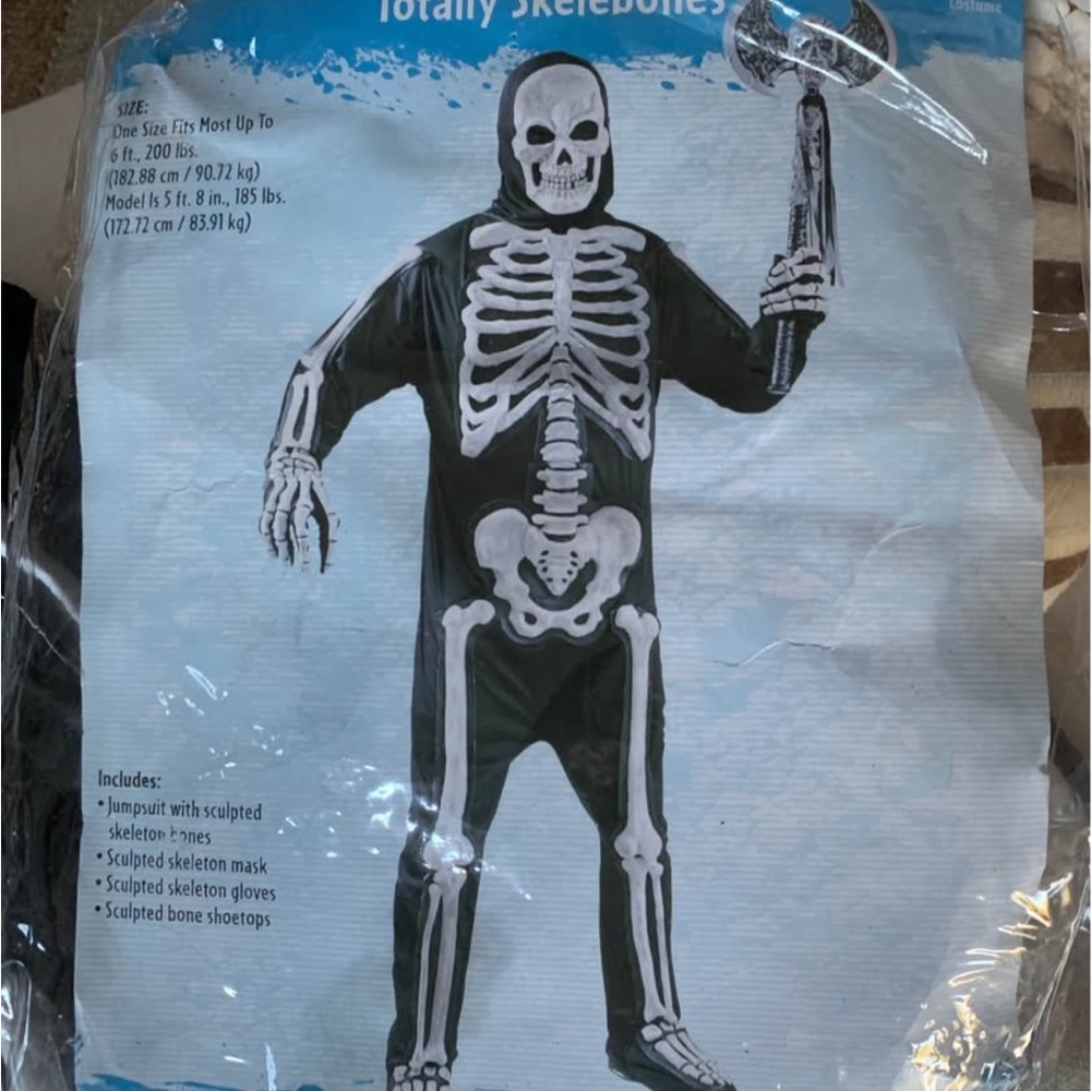 Mens Medium Black & White Skeleton Costume